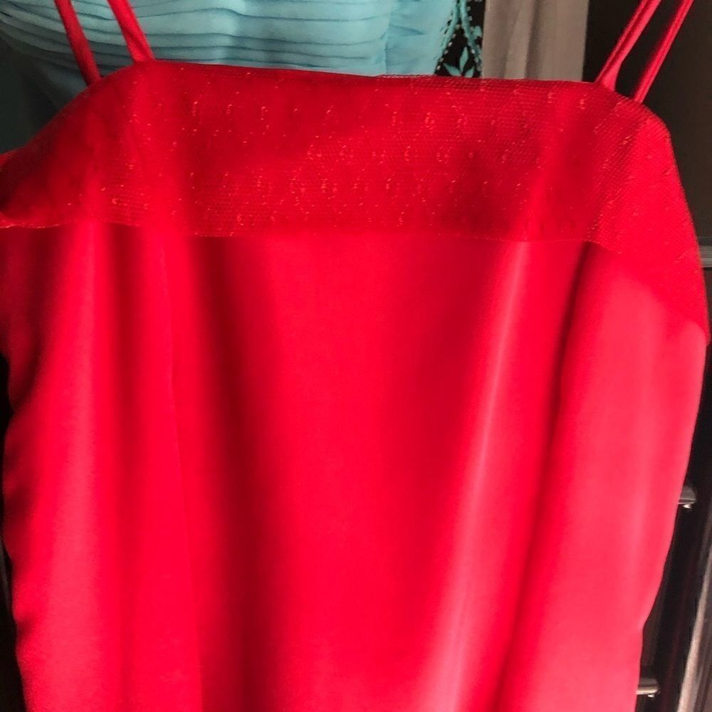 Custom made red silk and lace dress